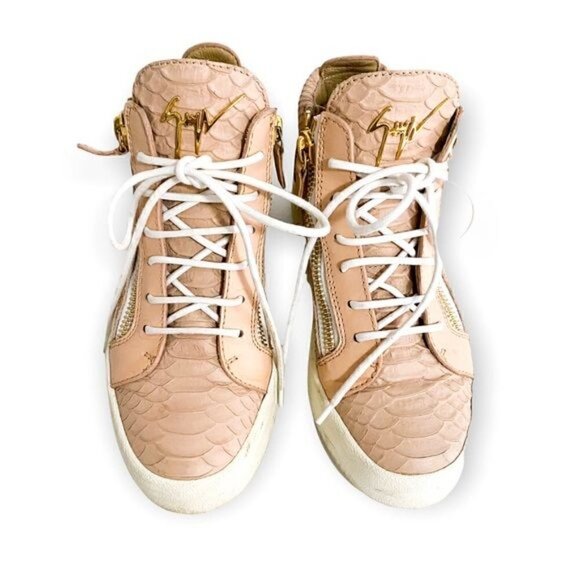 GIUSEPPE ZANOTTI Blush Pink Snake Embossed Leather Sneakers, Size 38EU - Picture 12 of 13